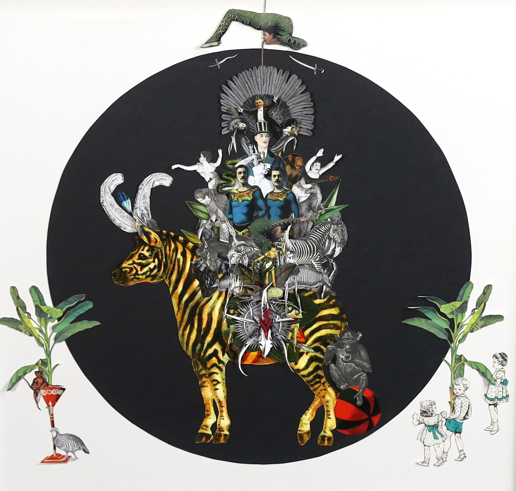 Jana Nicole (American, 1967-), 'Les Circus Des Enfants', collage and mixed media, 59 x 59cm